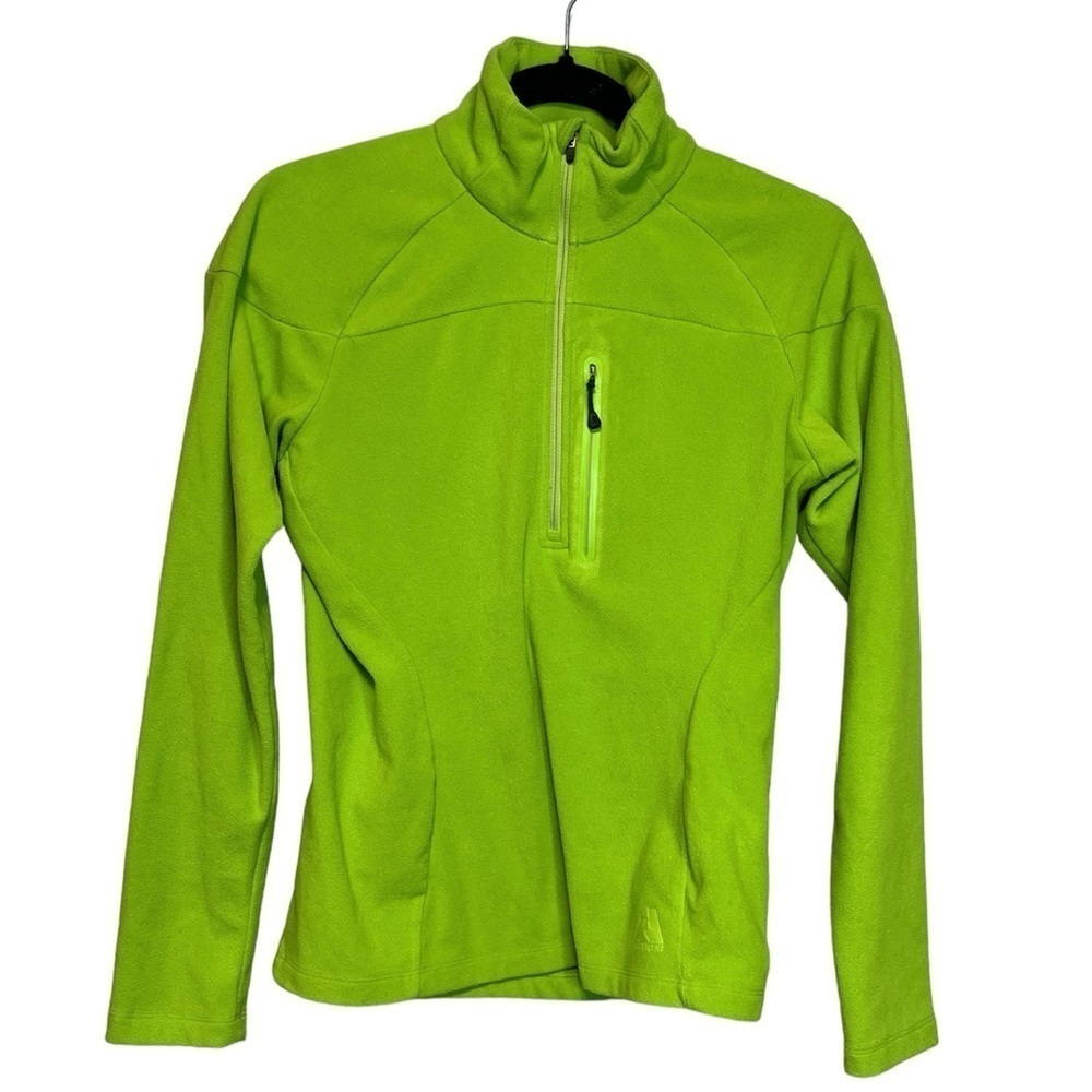 Eddie Bauer First Ascent Lime Green Micro Fleece 1/4 Zip Pullover, size XS